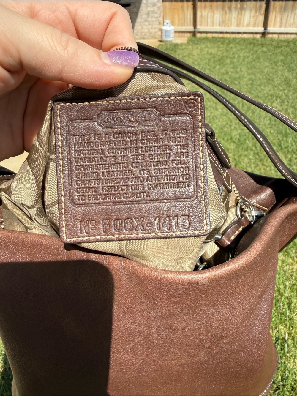 Coach Chocolate Brown Leather Shoulder Bag with Tassel Style #1415 - Picture 8 of 9